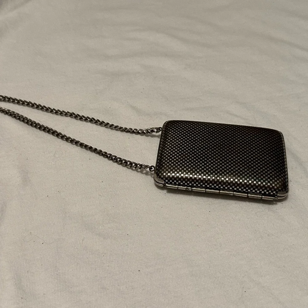 Unbranded Vintage‎ Dance Compact Purse Womens Silver Fair Checkered Art Deco